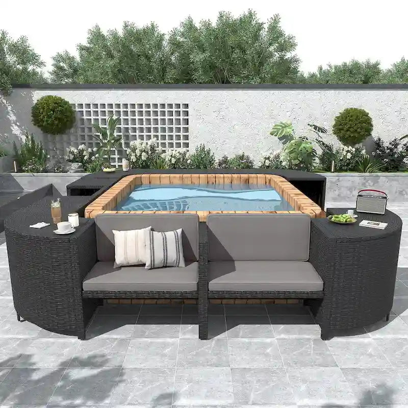 Spa-Umrandung Spa-Rahmen Quadratisches Outdoor-Rattan-Sofa-Set