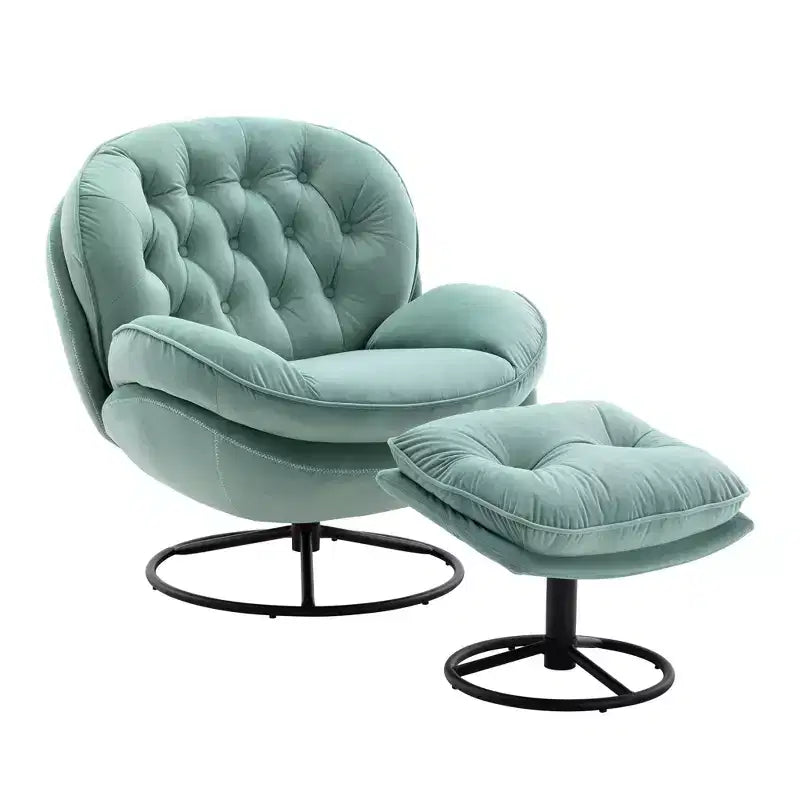 Okak Samt-Akzentsessel mit Ottoman, moderner Armloser Sessel im Mid-Century Stil für das Wohnzimmer, weicher bequemer Sessel zum Fernsehen, Gaming