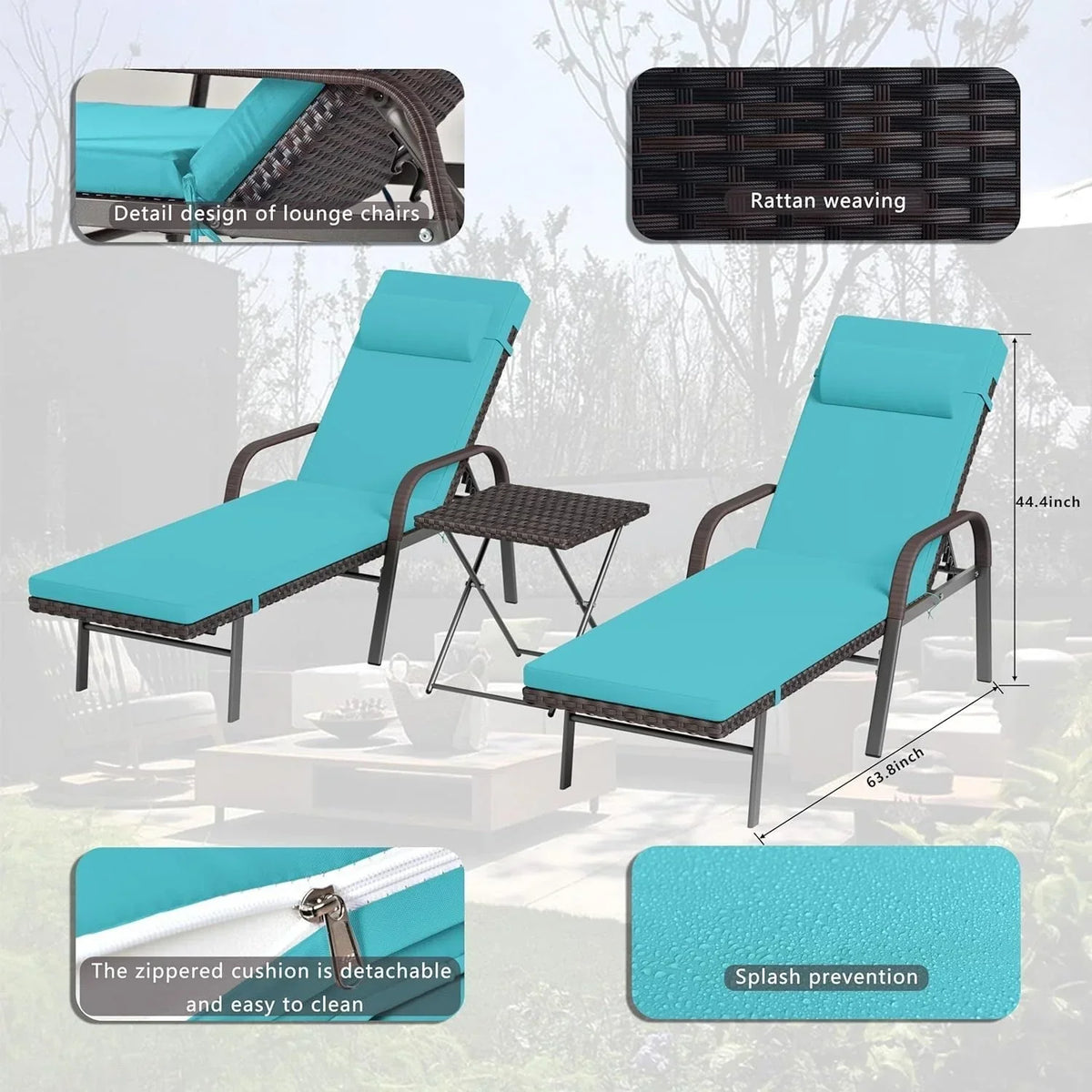 Kullavik 3-teiliges Outdoor-Loungemöbel-Set