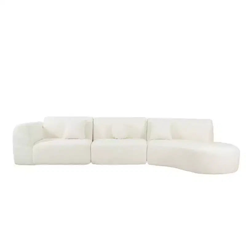 140-Zoll Modernes geschwungenes Ecksofa mit Récamiere, 3-teiliges Set, für Wohnzimmer