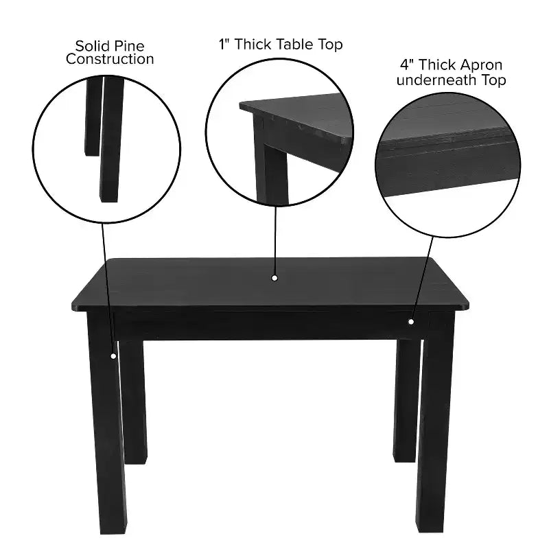 Flash Furniture 46 x 30 rechteckiger Esstisch aus massiver Kiefer im Landhausstil