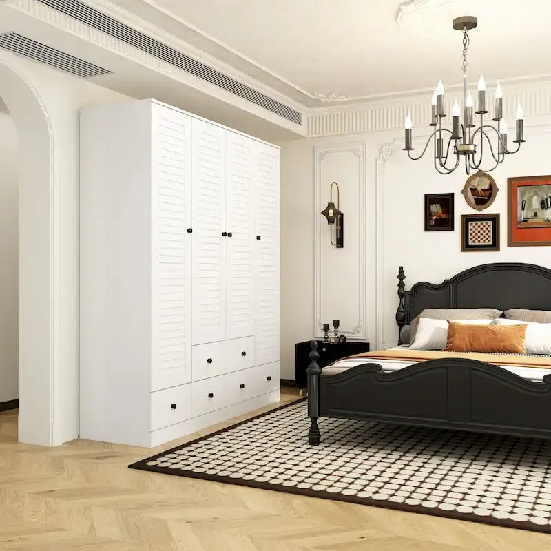 Kleiderschrank Hochschrank Schrank 59B Großer Freistehender Kleiderschrank Weiß