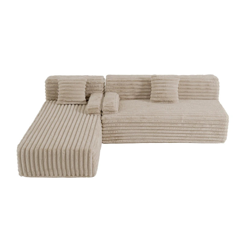 Cloud-Ecksofa, modernes Polstersofa mit 2 Wurfkissen, frei kombinierbares Sofa, modulares L-förmiges Ecksofa