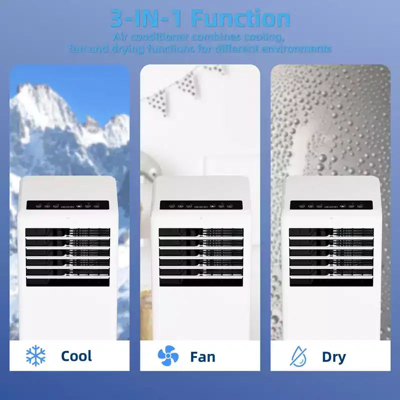 8.000 BTU mobile Klimaanlage – 3-in-1 Kühlung, Entfeuchter & Ventilator für 32 m² mit Schlafmodus & 1 Jahr Garantie