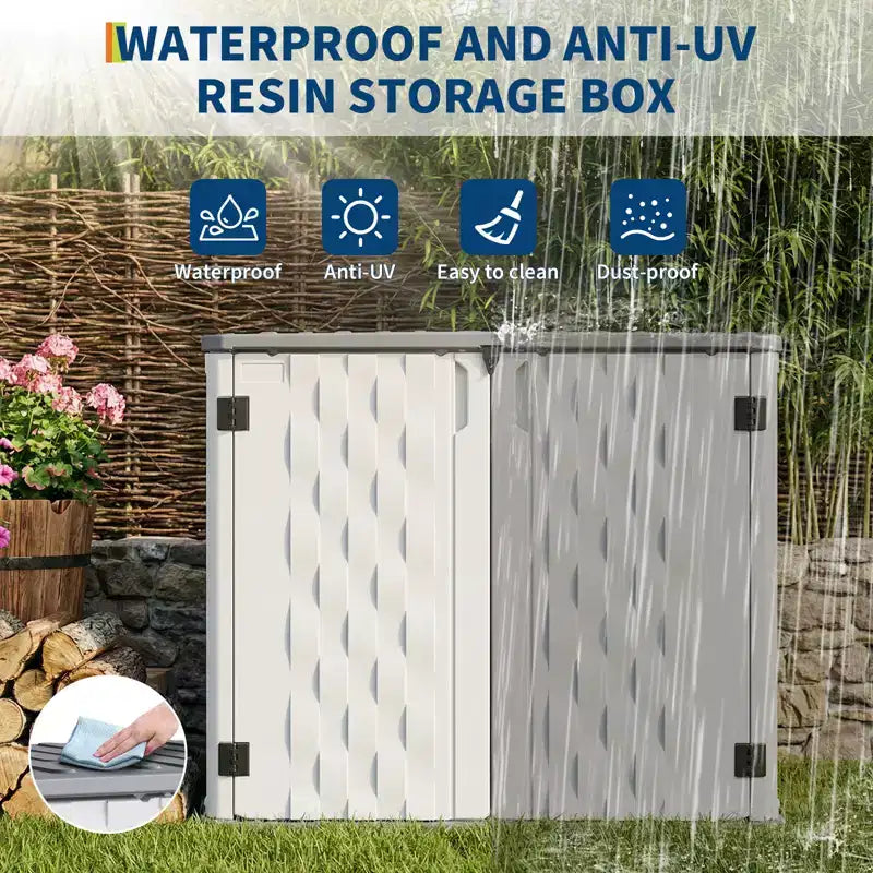 Outdoor-Aufbewahrungsschrank, wasserdichte Outdoor-Aufbewahrungsbox aus Harz, für Mülleimer