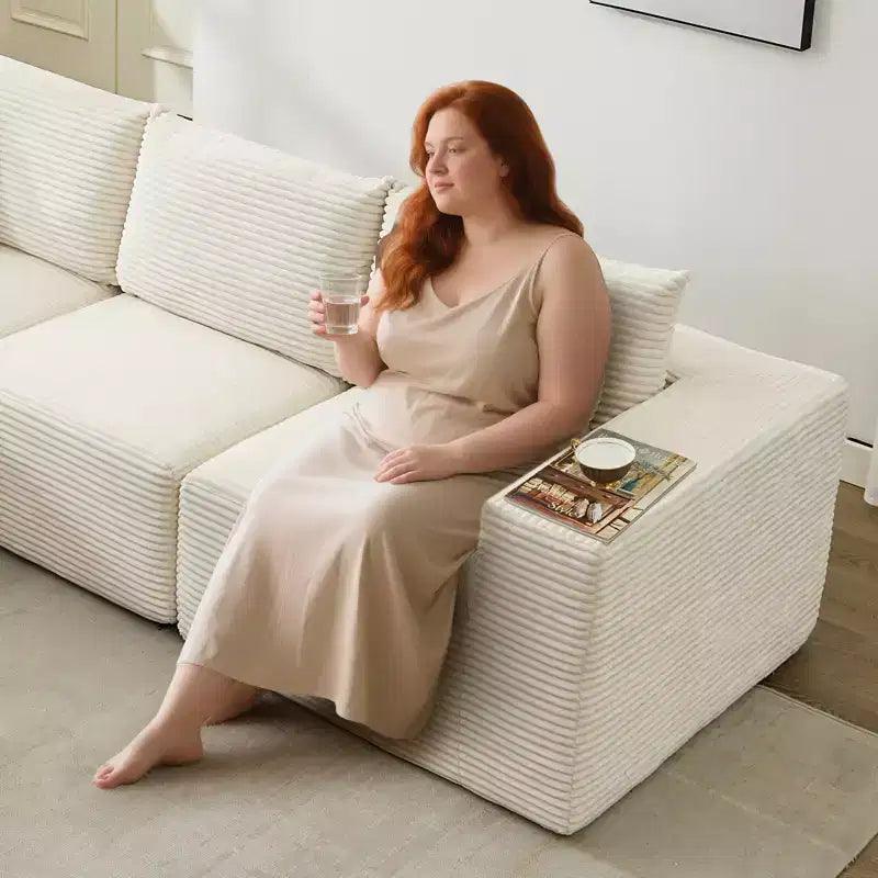108 Modernes Sofa, 3-Sitzer Polster Ecksofa mit Kissen, Tiefes Sofa, Keine Montage Erforderlich