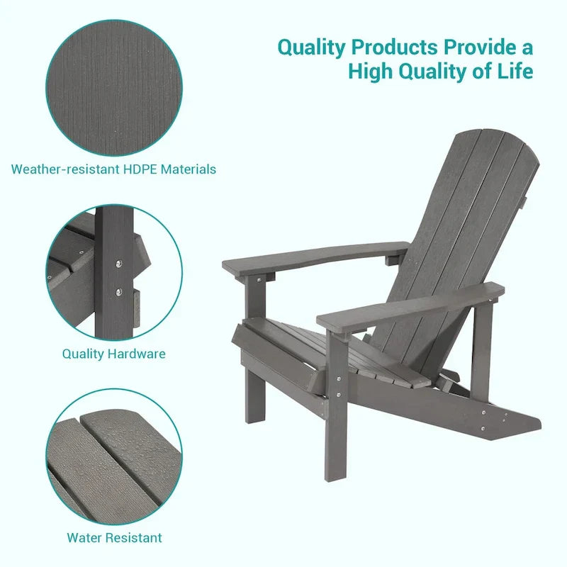 Bonosuki Wetterfeste Outdoor-Adirondack-Stühle aus Holz – 4er-Set