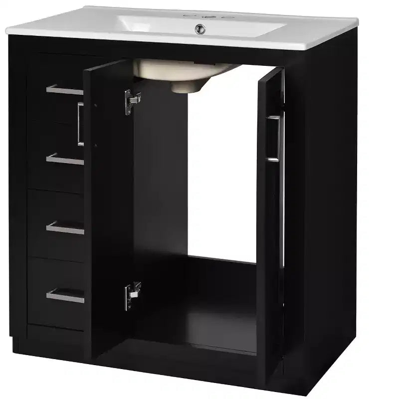 30 Zoll Einzelwaschtisch-Badschrank mit Unterschrank und 3 Schubladen – Schwarz / Blau / Grün / Indigo / Weiß