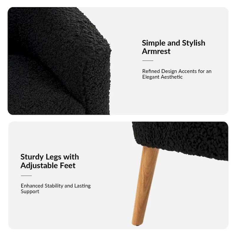 Sheila Moderner 30 W Bouclé-Sessel mit Massivholzbeinen, 2er-Set von HULALA HOME