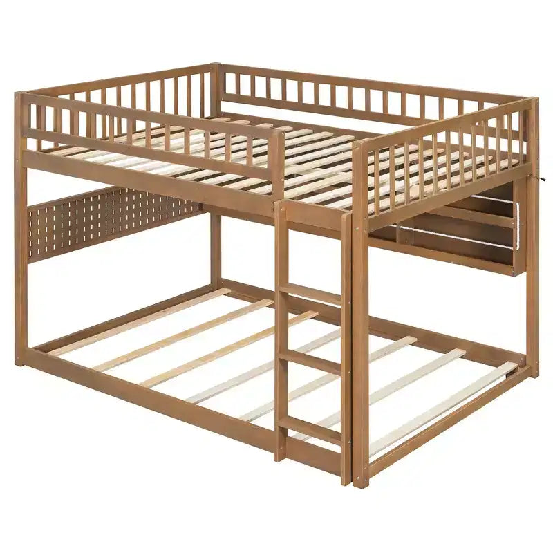 Luxystar Etagenbett für Erwachsene, voll über voll, modern, mit Stauraum, beleuchteten Regalen und Lochplatte