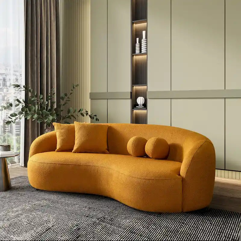 Blaine Japandi-Stil Luxuriöses modernes geschwungenes Sofa aus Bouclé-Stoff