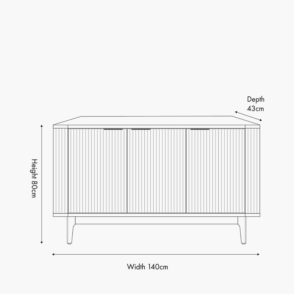 Dunkelbraunes geripptes Eichen-Sideboard mit 3 Türen