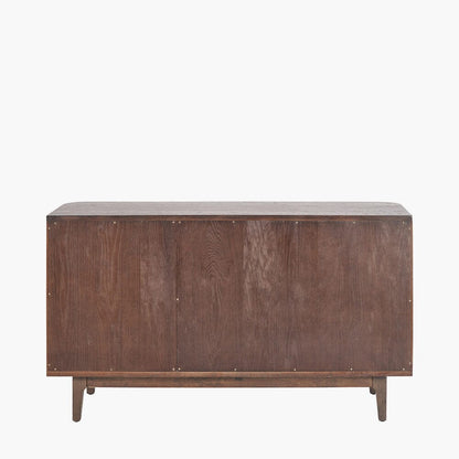 Dunkelbraunes geripptes Eichen-Sideboard mit 3 Türen