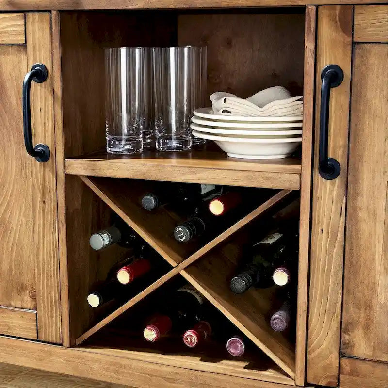 Crosley Roots Buffet mit Naturholz-Finish – 132 cm B x 46 cm T x 91 cm H