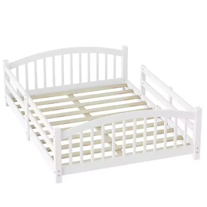 Luxystar Montessori-Bett in voller Größe mit niedriger Profilhöhe, Sicherheitsgittern und Kopfteil