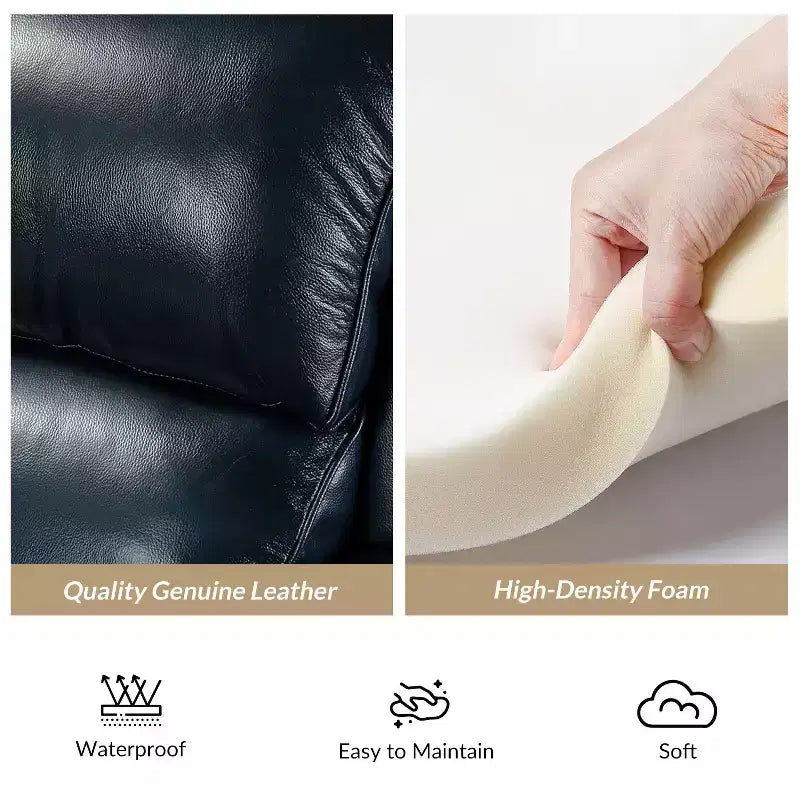 2er-Set Elisabete Modern Wingback Echtleder-Liegesessel mit Vintage-Nagelkopfleiste für Wohn- und Schlafzimmer | ART OF LIVING DESIGNS