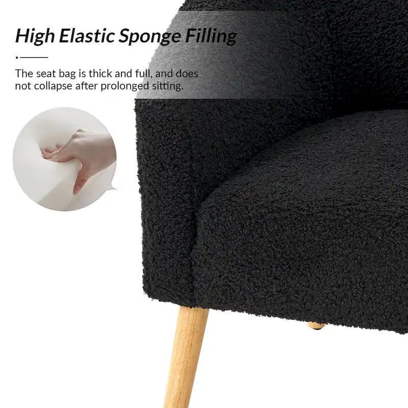 Sheila Moderner 30 W Bouclé-Sessel mit Massivholzbeinen, 2er-Set von HULALA HOME