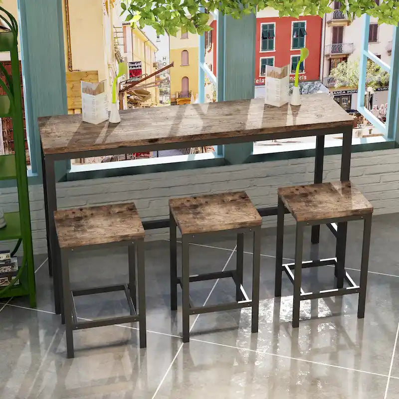 Stehtisch-Set mit 3 Hockern