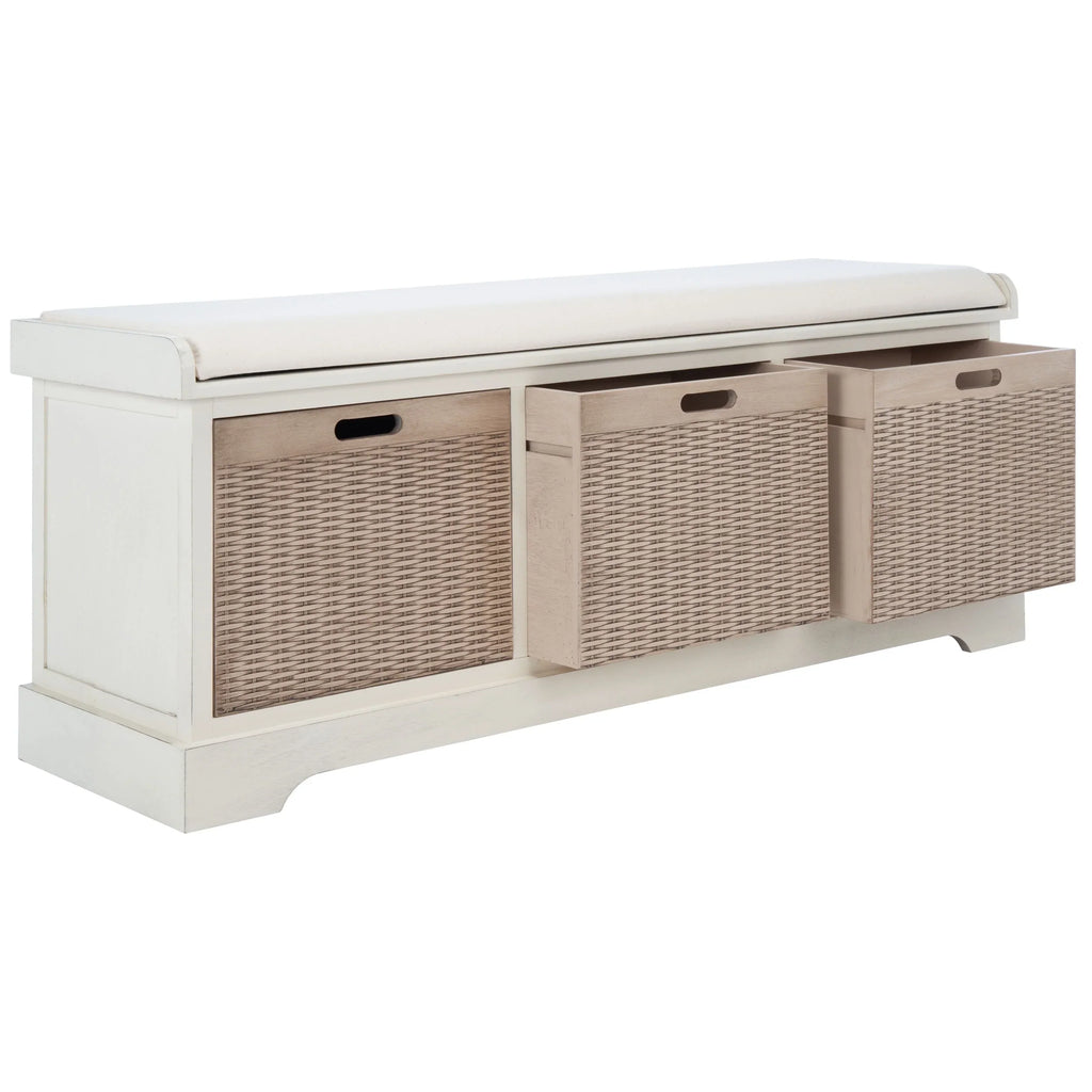 SAFAVIEH Fiorello 3-Schubladenbank mit Polsterung – 120 B x 38 T x 48 H cm – 120Bx38Tx48H