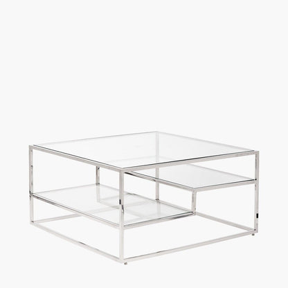 Etageren-Couchtisch aus Silber & Glas
