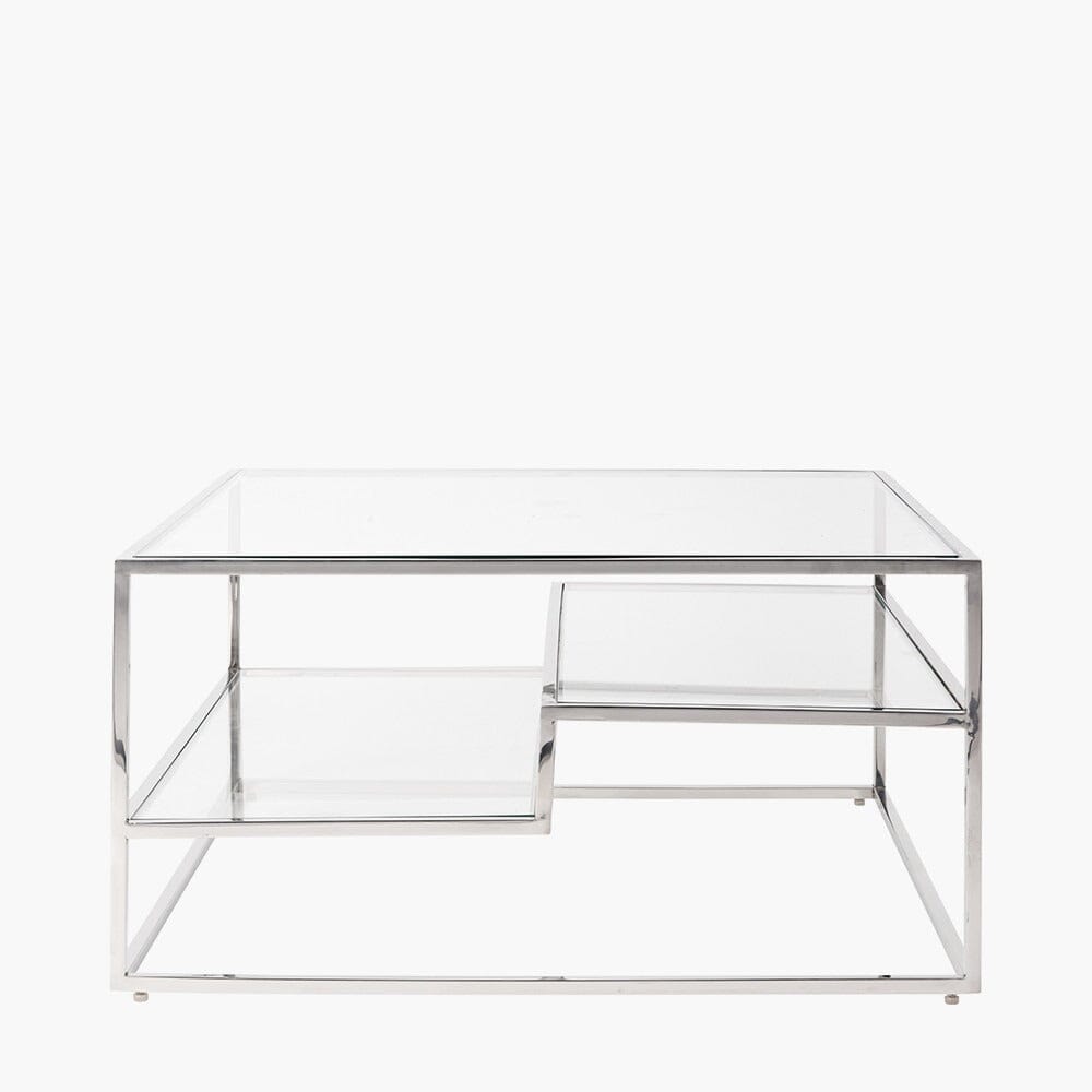 Etageren-Couchtisch aus Silber & Glas