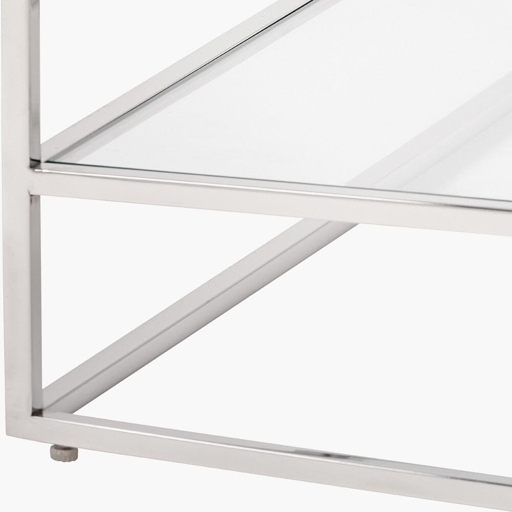 Etageren-Couchtisch aus Silber & Glas