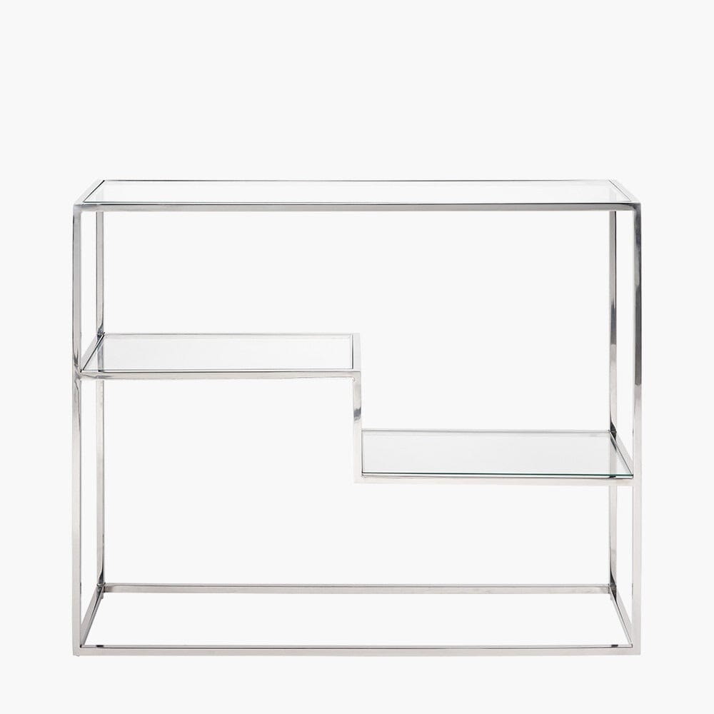 Konsolentisch aus Silber und Glas mit mehreren Ablagen