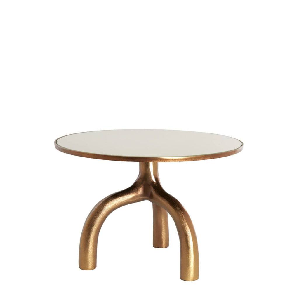 Runder Couchtisch in Gold & Creme