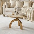 Runder Couchtisch in Gold & Creme