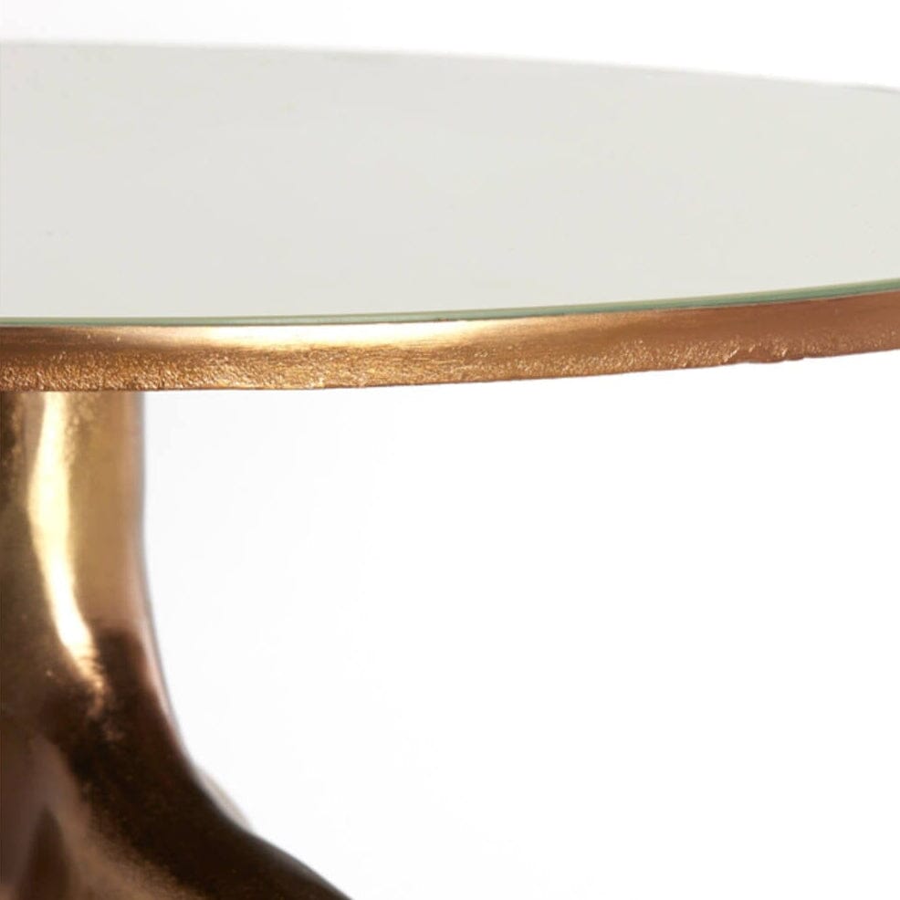Runder Couchtisch in Gold & Creme