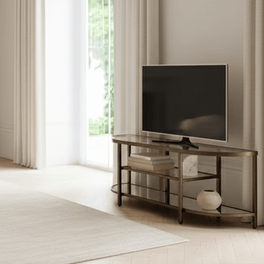 TV-Möbel aus Bronze mit Glasablagen