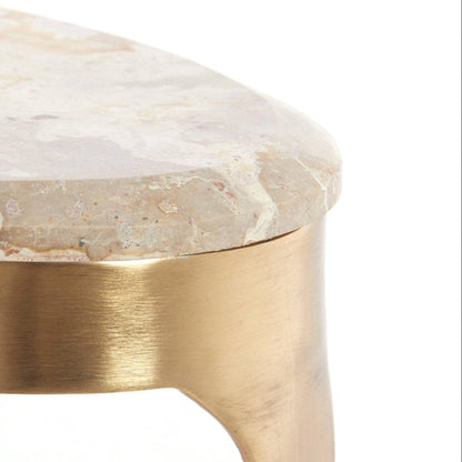 Antiker Couchtisch aus Bronze in abstrakter Form mit taupefarbener Marmorplatte
