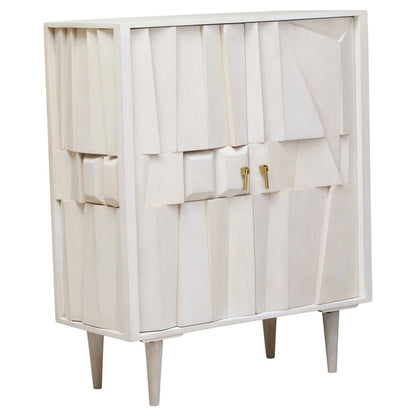 2-türiges geometrisches Sideboard aus weiß getünchtem Holz