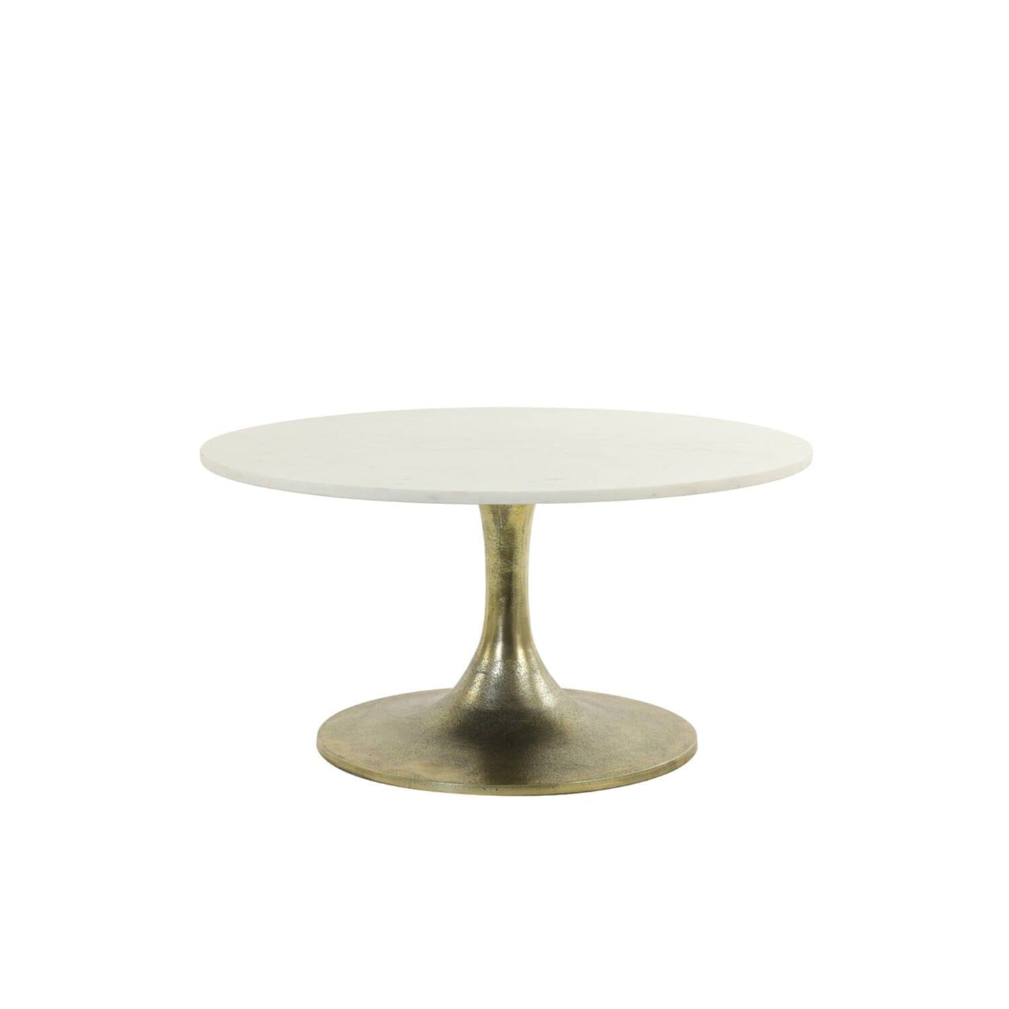Goldener Couchtisch mit weißer Marmorplatte