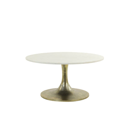 Goldener Couchtisch mit weißer Marmorplatte