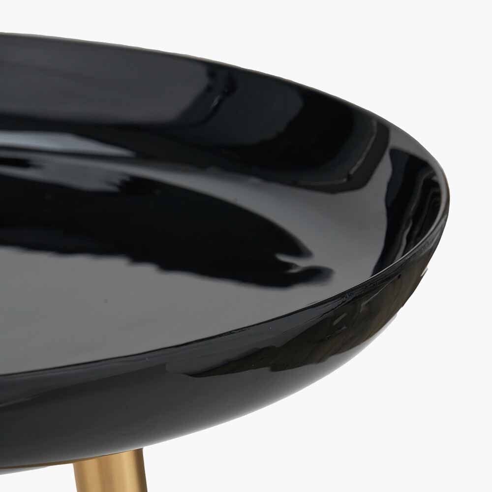 Beistelltisch aus schwarzem Emaille und goldfarbenem Metall