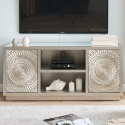 Silberner Fernsehschrank