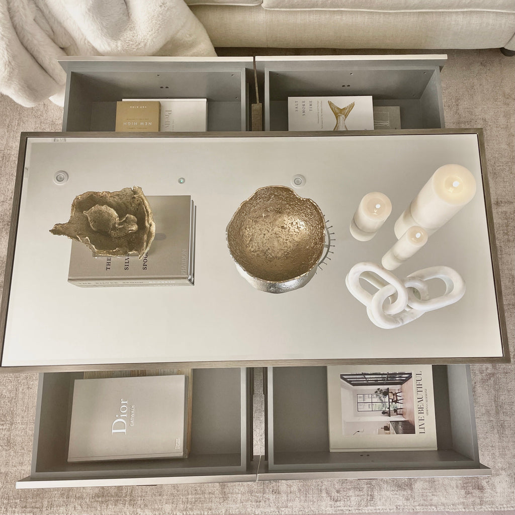 Couchtisch Silber & Bronze mit Spiegelplatte