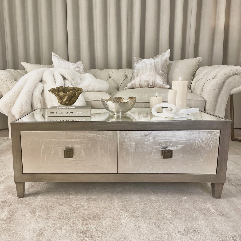 Couchtisch Silber & Bronze mit Spiegelplatte