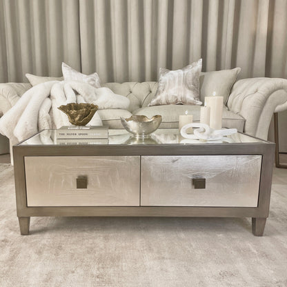 Couchtisch Silber & Bronze mit Spiegelplatte