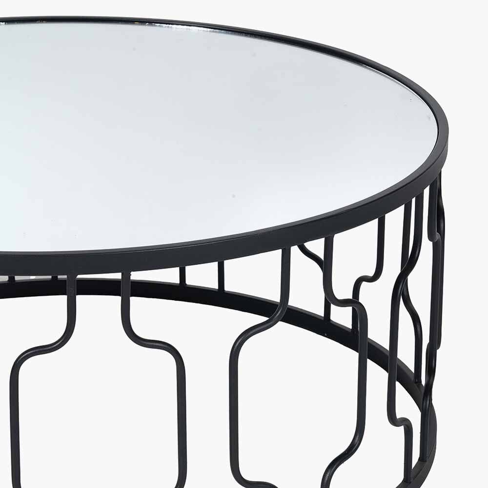Schwarzer Couchtisch aus Metall mit Spiegelplatte