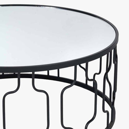 Schwarzer Couchtisch aus Metall mit Spiegelplatte