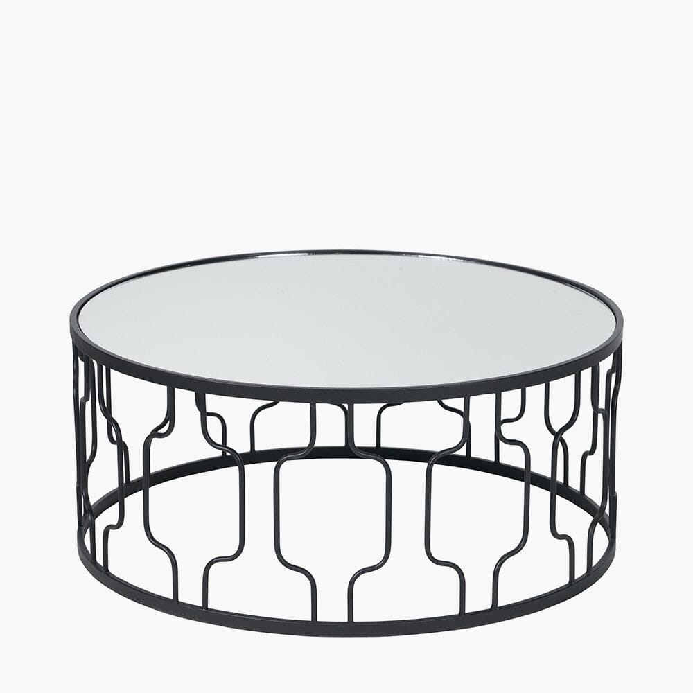 Schwarzer Couchtisch aus Metall mit Spiegelplatte