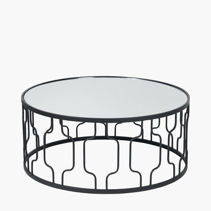 Schwarzer Couchtisch aus Metall mit Spiegelplatte