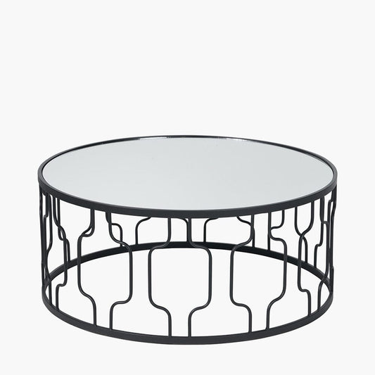 Schwarzer Couchtisch aus Metall mit Spiegelplatte
