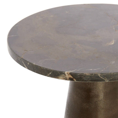 Runder Beistelltisch aus Bronze und dunklem Marmor