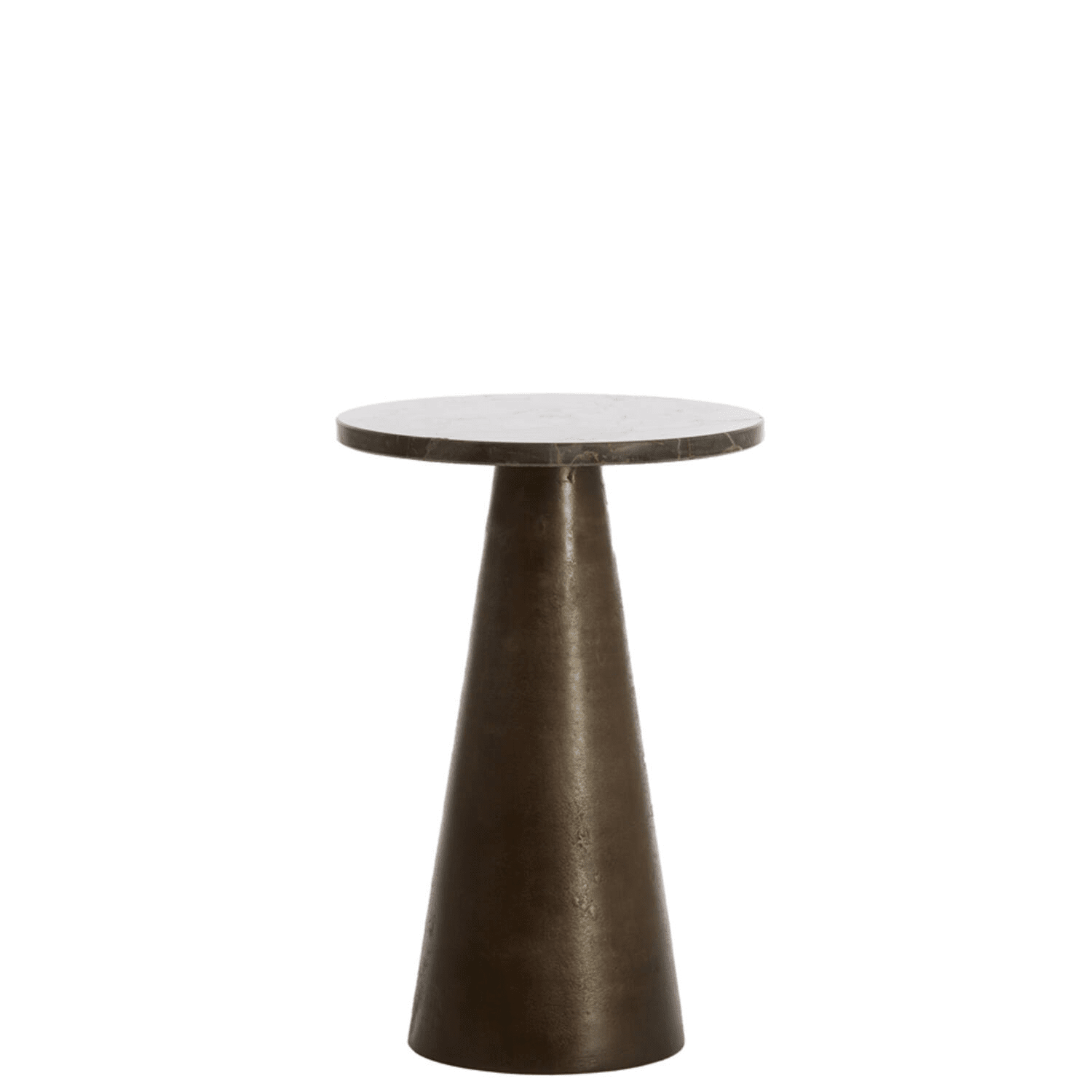 Runder Beistelltisch aus Bronze und dunklem Marmor