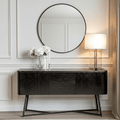 Sideboard mit 2 Türen und 2 Schubladen, Esche Schwarz furniert & Metall