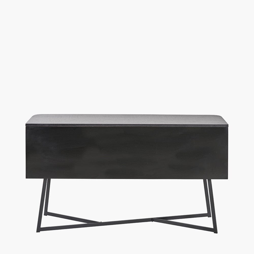 Sideboard mit 2 Türen und 2 Schubladen, Esche Schwarz furniert & Metall