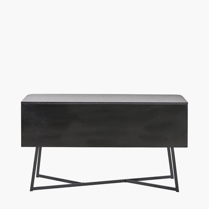 Sideboard mit 2 Türen und 2 Schubladen, Esche Schwarz furniert & Metall